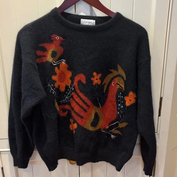 Gorgeous Vintage Sweater with Colorful Bird Design - Picture 1 of 6